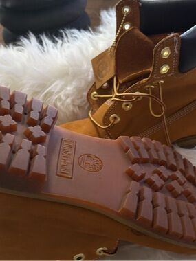 Timberland Wheat Nubuck Work Boots with Gold Eyelets